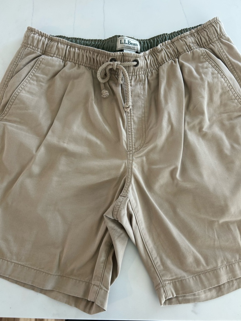 L.L.Bean Classic Fit Drawstring Shorts in Khaki